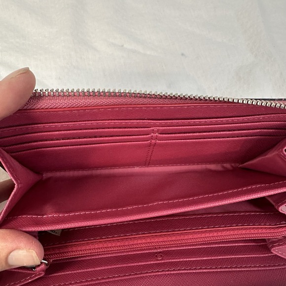 Pink Coach Wallet Darcy Bow Accordion Zip Pink Leather Zip Around Clutch - Picture 11 of 16